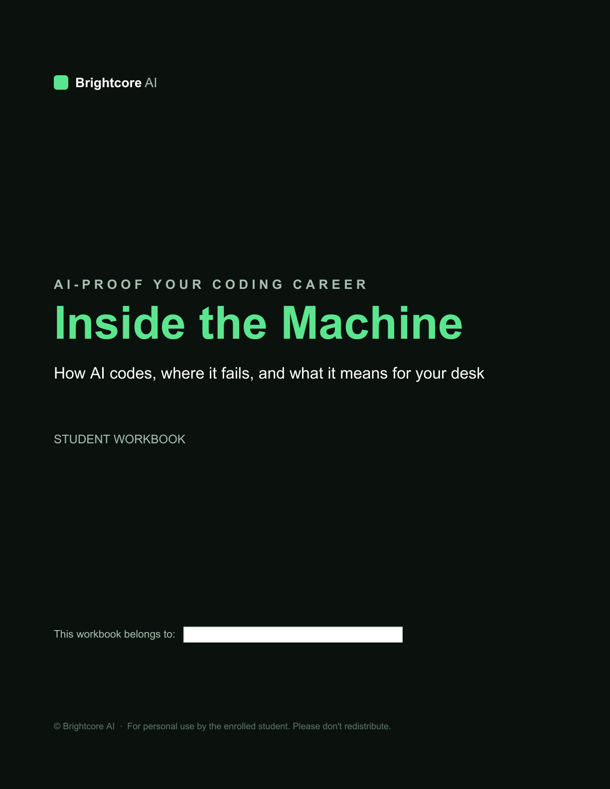 Inside the Machine student workbook cover